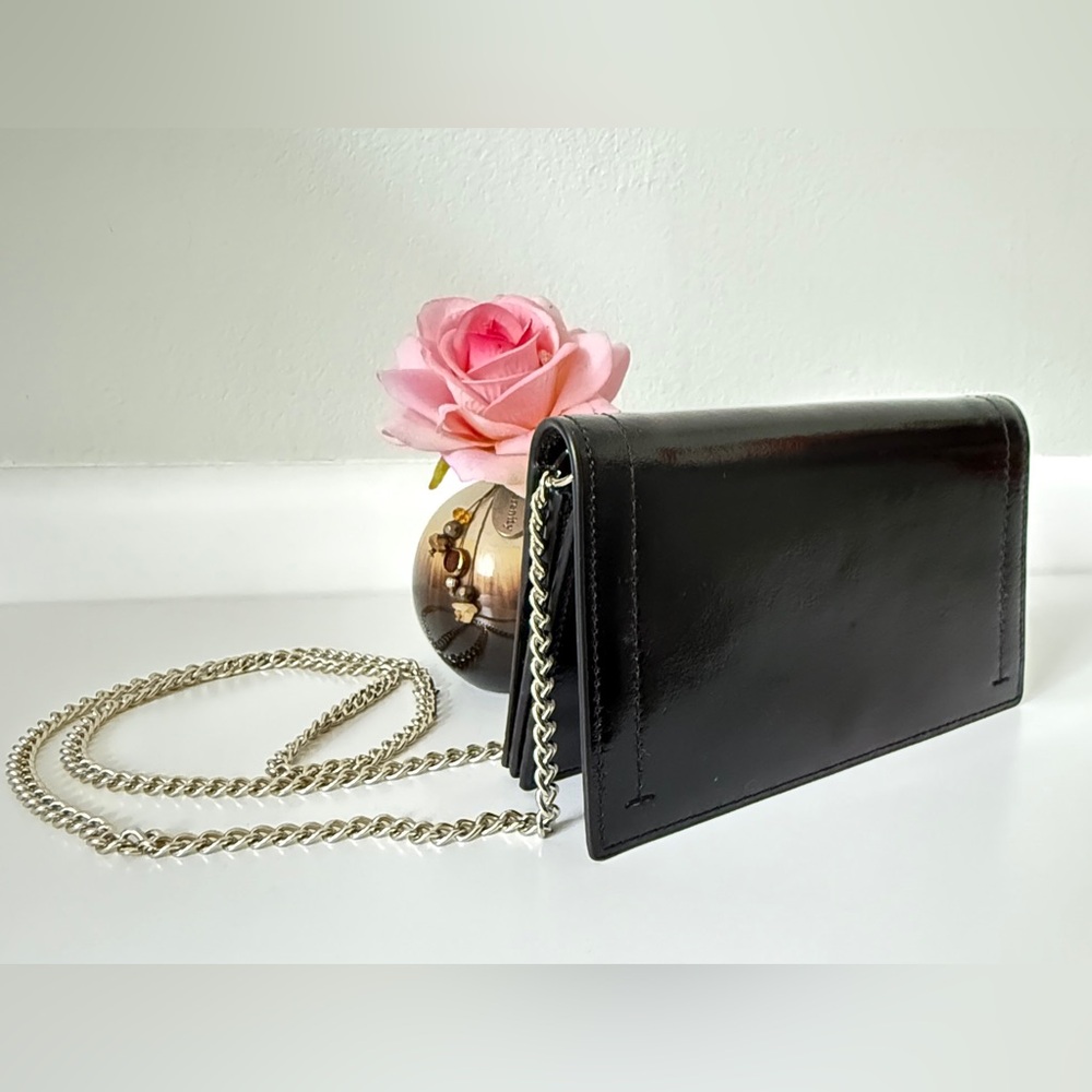 New Banana Republic women luxury mini genuine leather black bag on chain